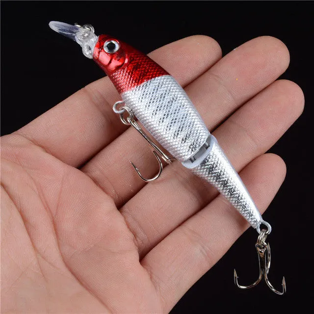 1pcs 2 Sections Fishing Minnow Lure Artificial Bait Treble Hooks Crankbait Fishing Tackle