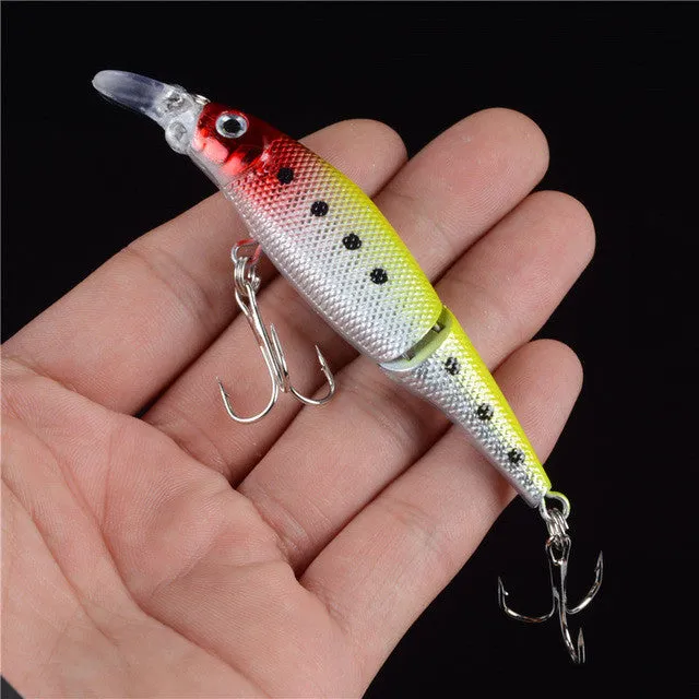 1pcs 2 Sections Fishing Minnow Lure Artificial Bait Treble Hooks Crankbait Fishing Tackle