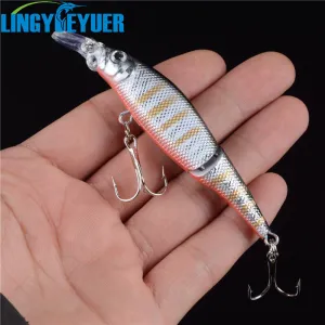 1pcs 2 Sections Fishing Minnow Lure Artificial Bait Treble Hooks Crankbait Fishing Tackle