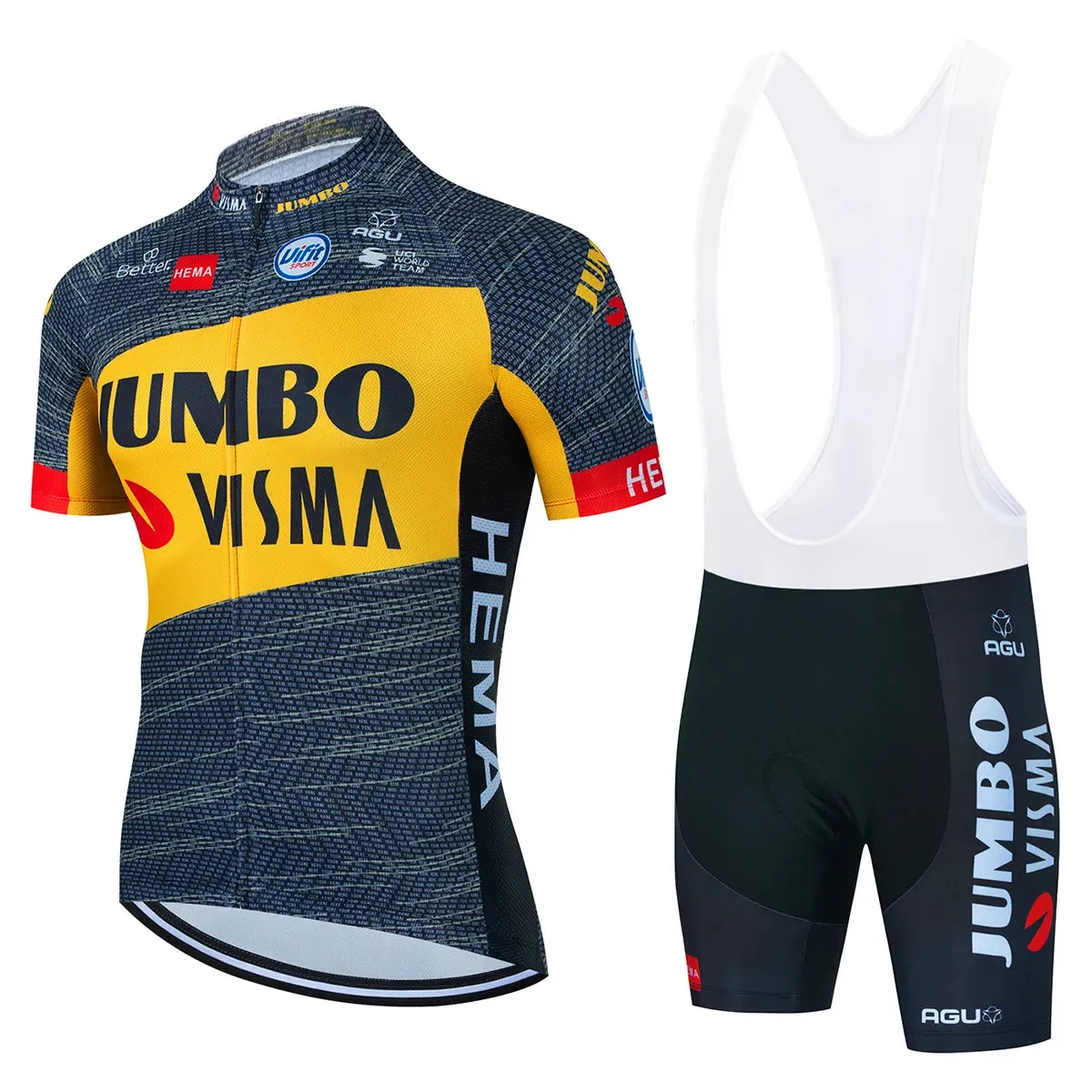 2023 Team JUMBO VISMA Cycling Jersey Set 19D Bike Shorts Set MTB Ropa Ciclismo Mens Short Sleeve Bicycle Shirts Maillot Clothing