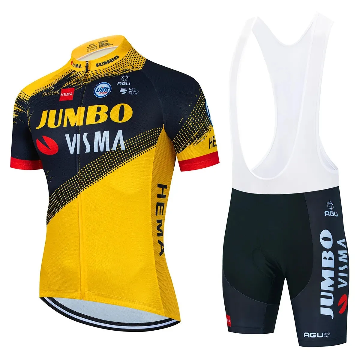 2023 Team JUMBO VISMA Cycling Jersey Set 19D Bike Shorts Set MTB Ropa Ciclismo Mens Short Sleeve Bicycle Shirts Maillot Clothing