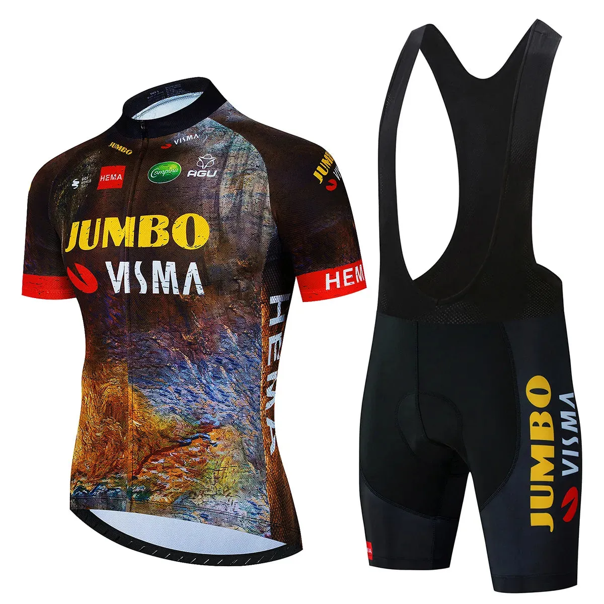 2023 Team JUMBO VISMA Cycling Jersey Set 19D Bike Shorts Set MTB Ropa Ciclismo Mens Short Sleeve Bicycle Shirts Maillot Clothing