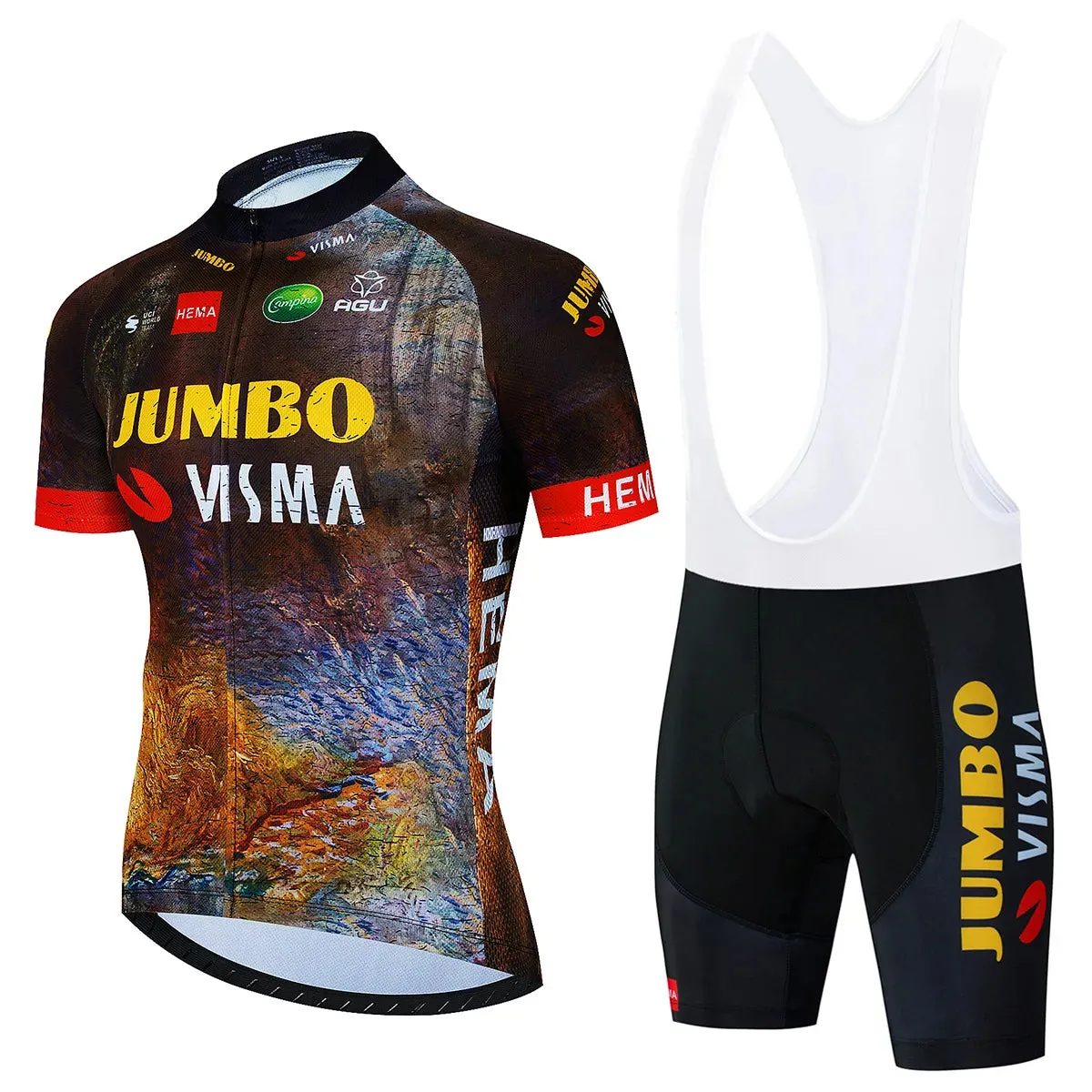 2023 Team JUMBO VISMA Cycling Jersey Set 19D Bike Shorts Set MTB Ropa Ciclismo Mens Short Sleeve Bicycle Shirts Maillot Clothing