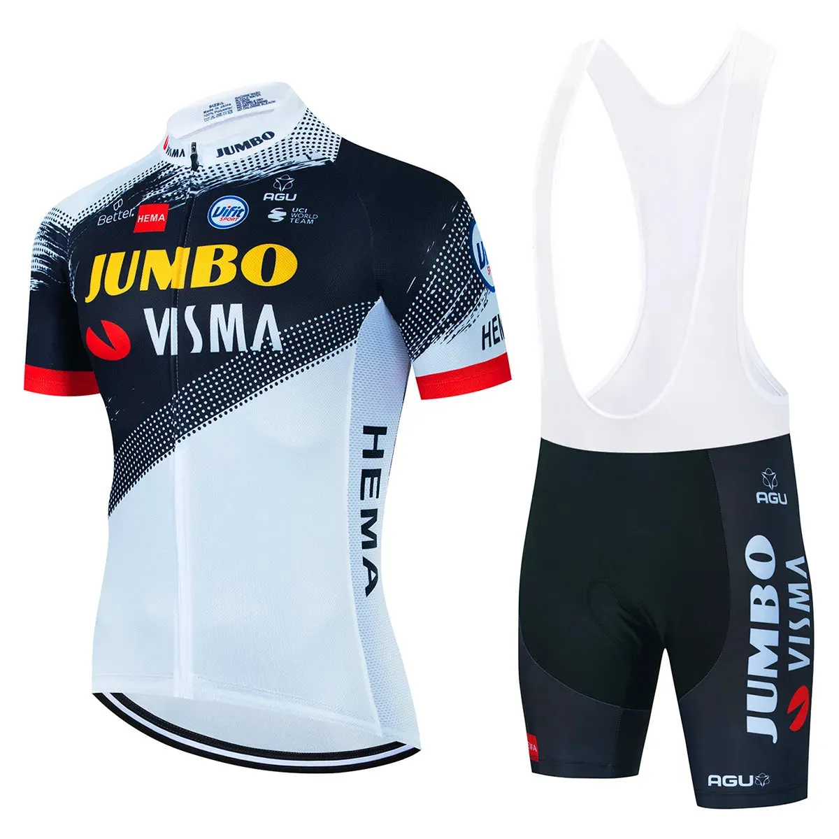 2023 Team JUMBO VISMA Cycling Jersey Set 19D Bike Shorts Set MTB Ropa Ciclismo Mens Short Sleeve Bicycle Shirts Maillot Clothing