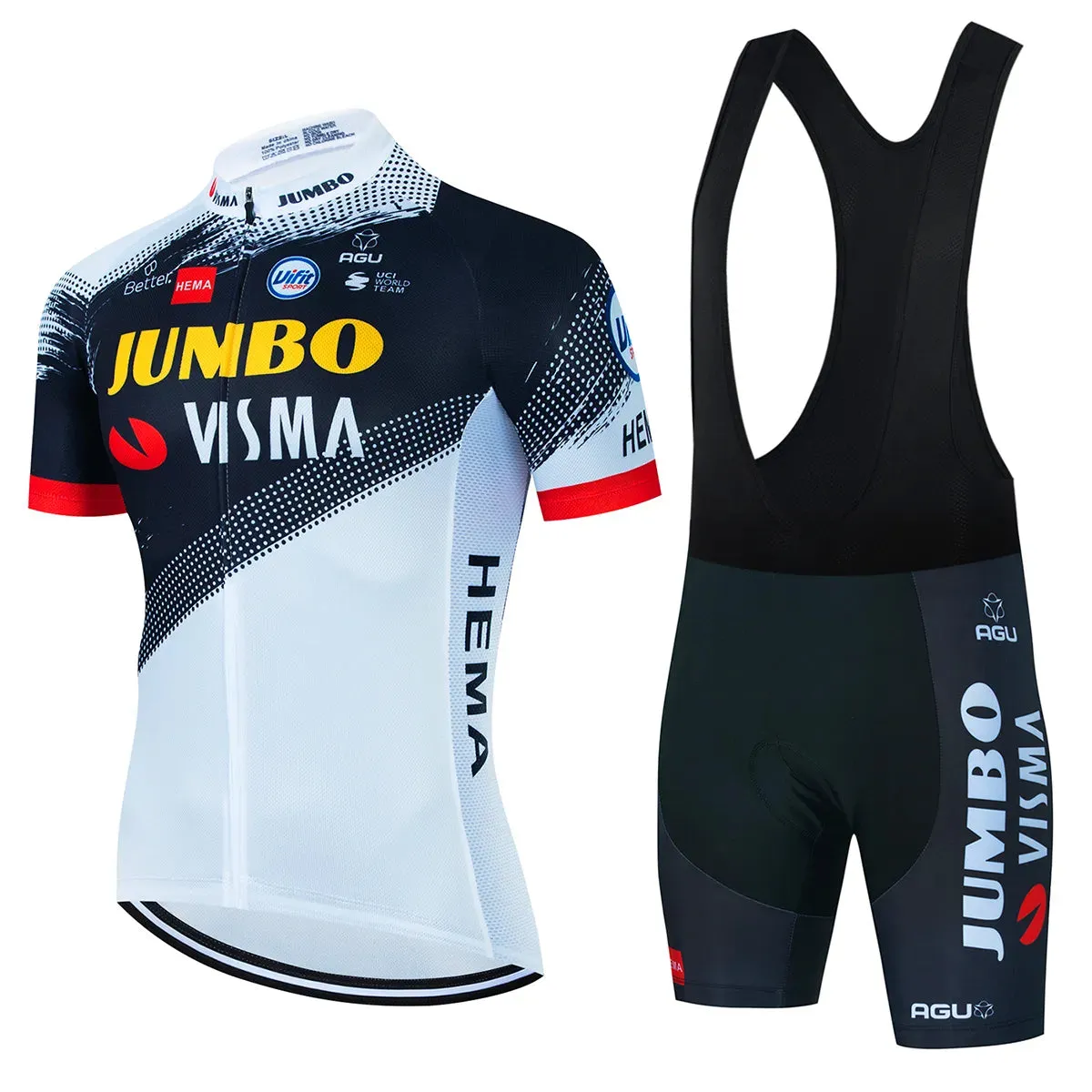 2023 Team JUMBO VISMA Cycling Jersey Set 19D Bike Shorts Set MTB Ropa Ciclismo Mens Short Sleeve Bicycle Shirts Maillot Clothing