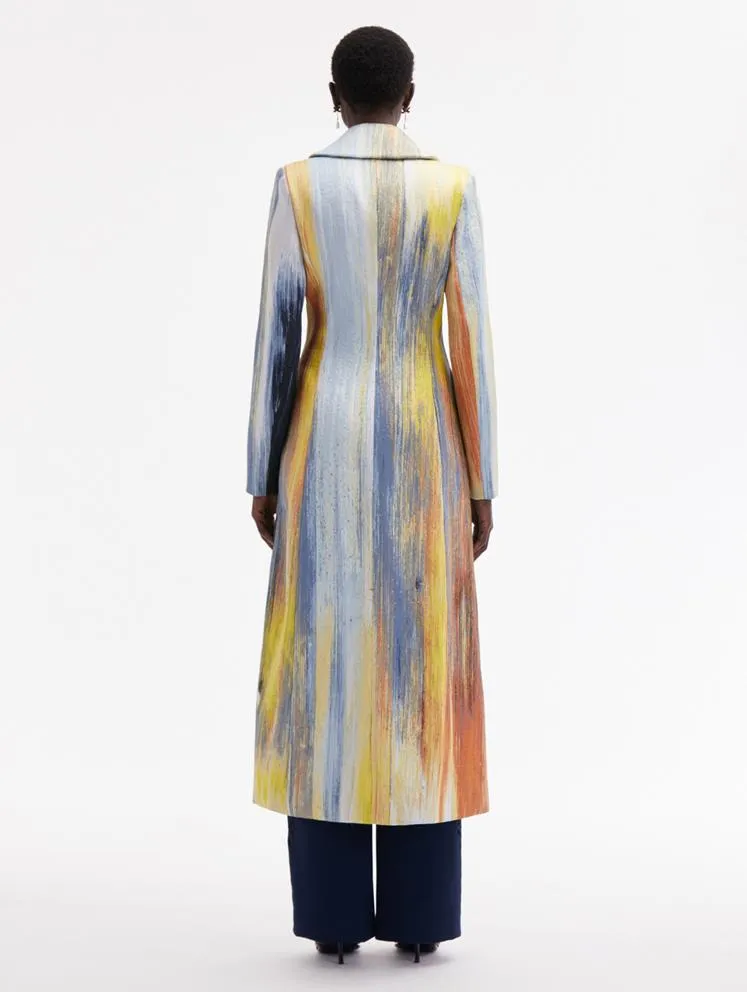 Abstract Brushstroke Jacquard Coat