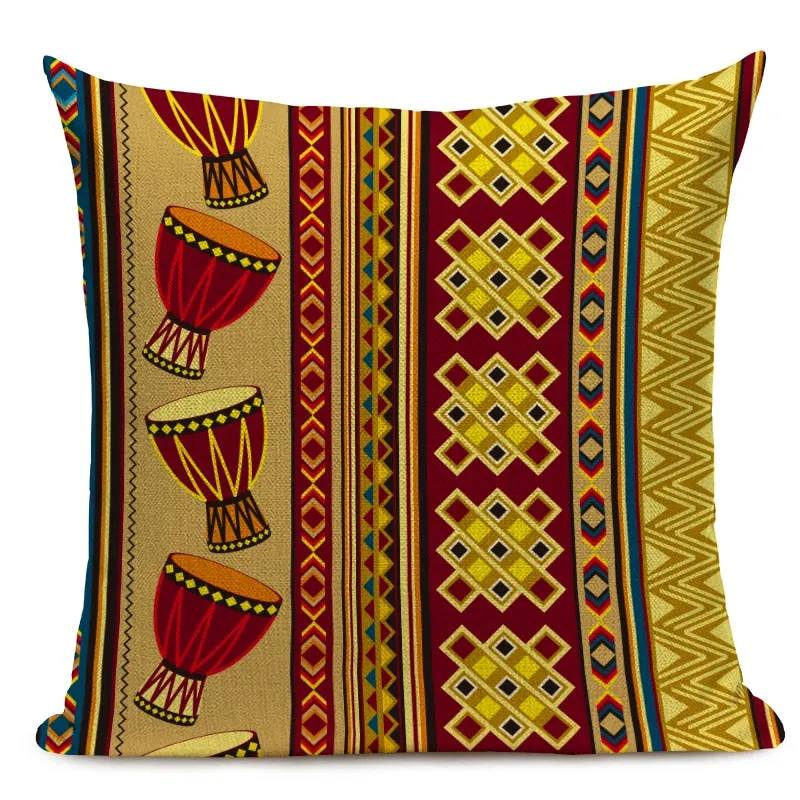 African Style Cushion Cover Tribal Ethnic Geometric Pattern Decorative Pillowcase Linen Pillow Cover for Sofa Home Decor