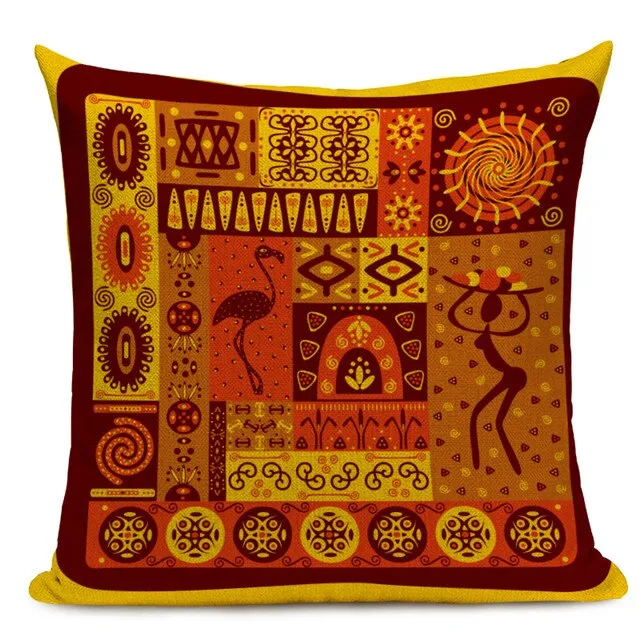 African Style Cushion Cover Tribal Ethnic Geometric Pattern Decorative Pillowcase Linen Pillow Cover for Sofa Home Decor