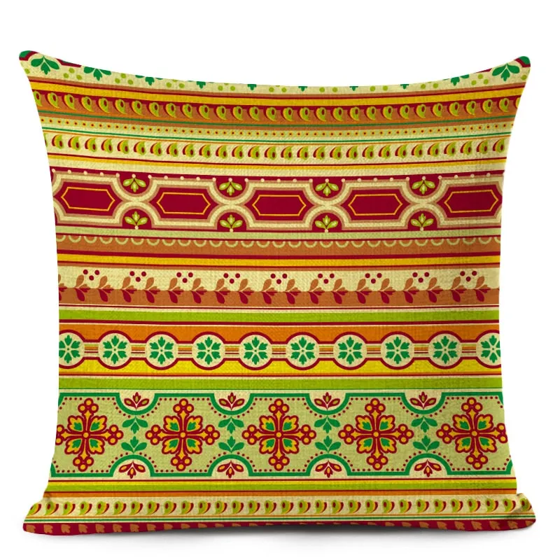 African Style Cushion Cover Tribal Ethnic Geometric Pattern Decorative Pillowcase Linen Pillow Cover for Sofa Home Decor