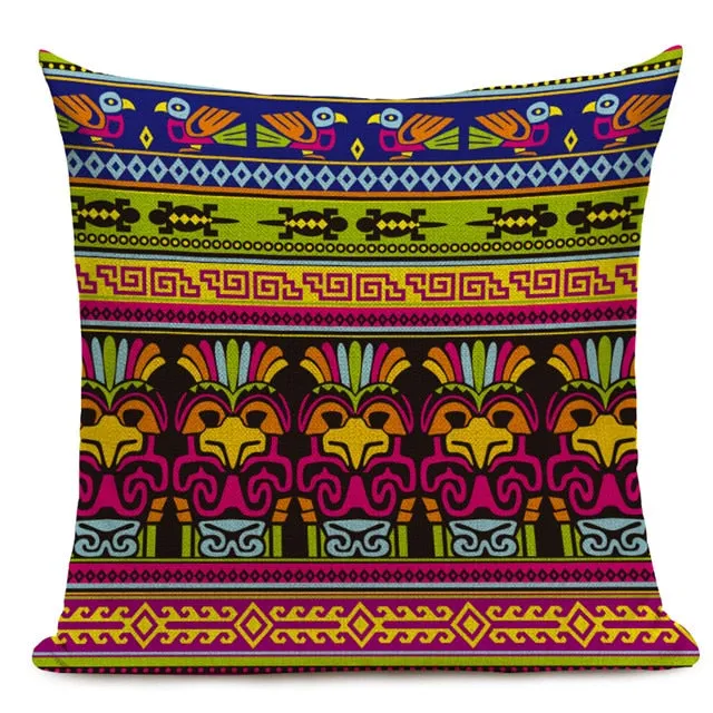 African Style Cushion Cover Tribal Ethnic Geometric Pattern Decorative Pillowcase Linen Pillow Cover for Sofa Home Decor