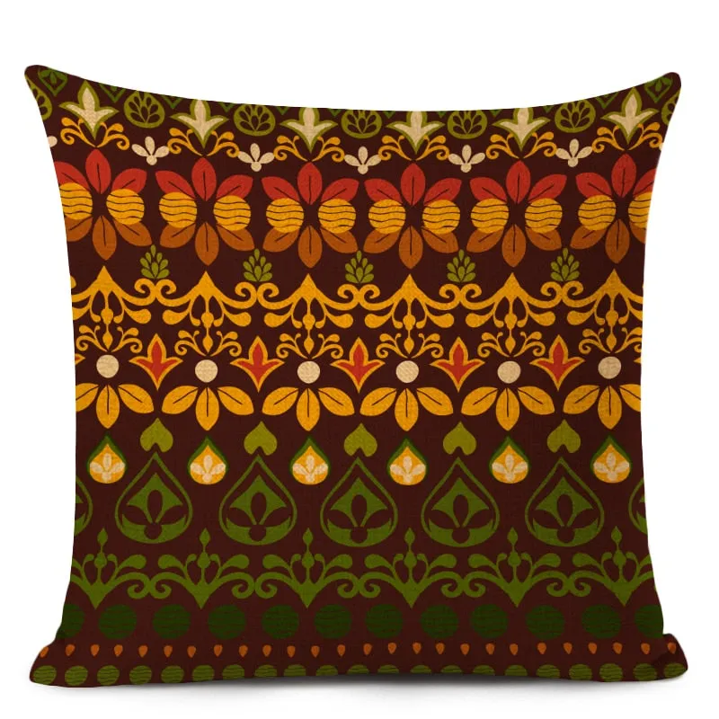 African Style Cushion Cover Tribal Ethnic Geometric Pattern Decorative Pillowcase Linen Pillow Cover for Sofa Home Decor