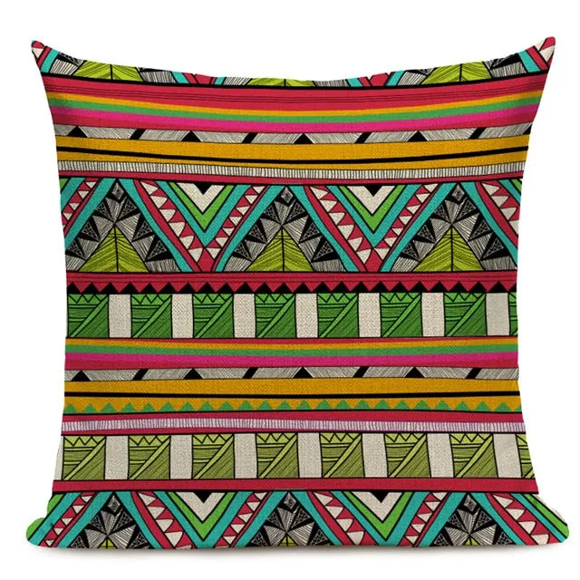 African Style Cushion Cover Tribal Ethnic Geometric Pattern Decorative Pillowcase Linen Pillow Cover for Sofa Home Decor