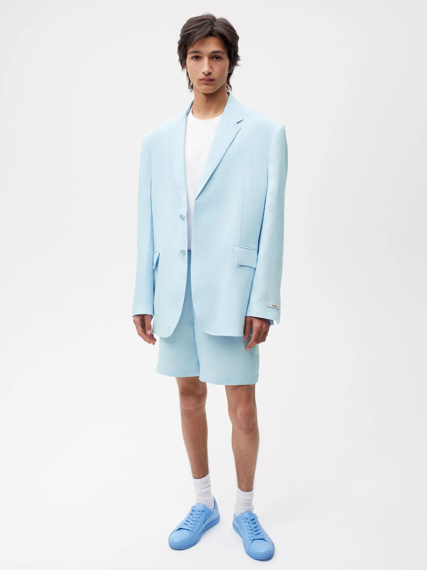 Aloe Linen Tailored Blazer—baby blue