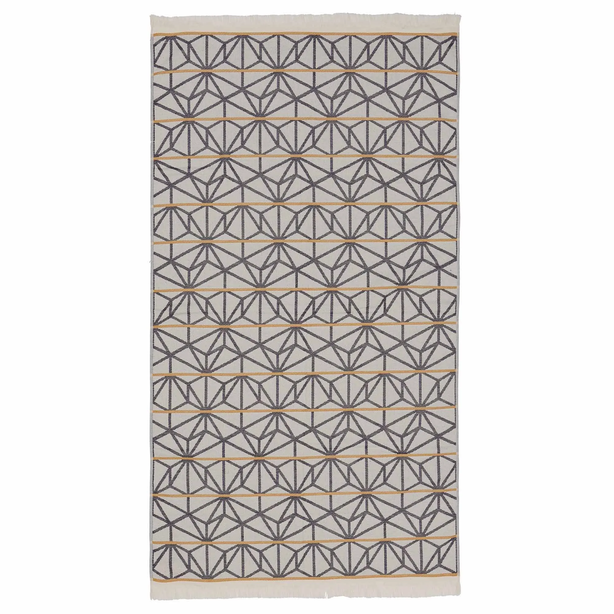 Arade Beach Towel [Natural white/Dark blue/Mustard]