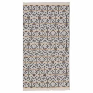 Arade Beach Towel [Natural white/Dark blue/Mustard]