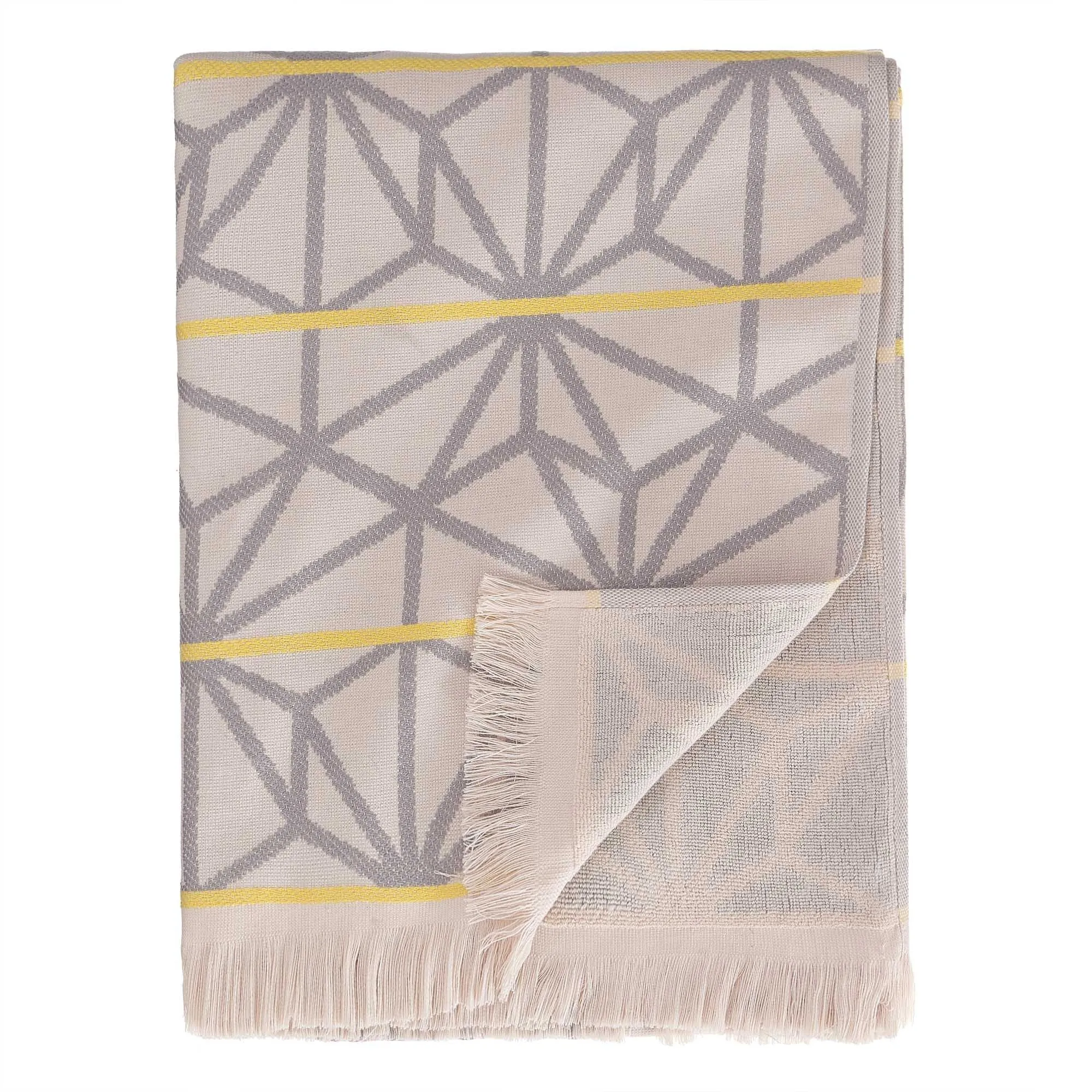 Arade Beach Towel [Powder Pink/Grey/Yellow]