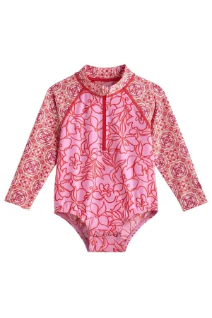 Baby Wave One-Piece Swimsuit | Tropical Orchid Sketched Floral