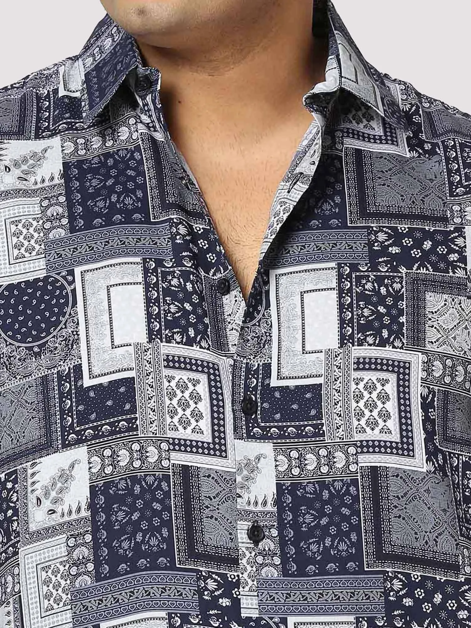 Battleship Digital Printed Half Shirt Men's Plus Size