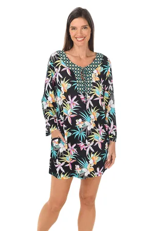 Black Tropic Bloom Caftan