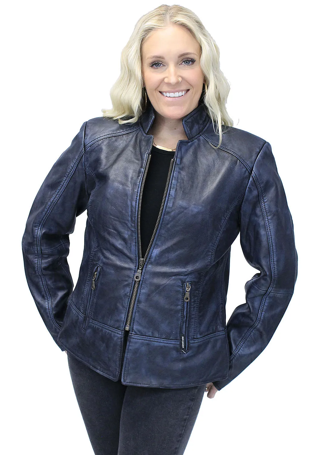 Blue Jane Leather Jacket w/CC Pockets #LA89613GU