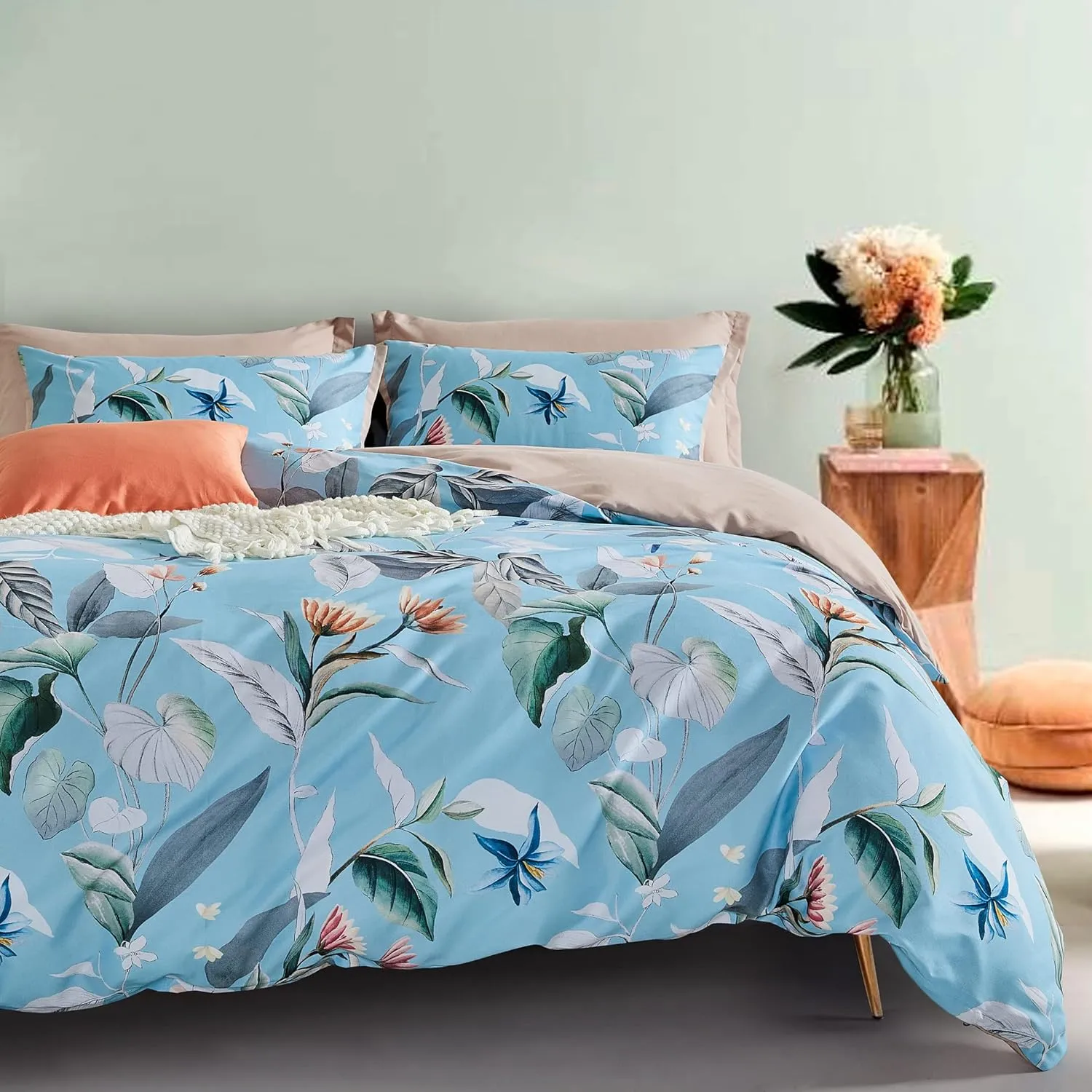 Botanical Microfibre Quilt Cover Set (3Pcs) - Sarah - Queen Size