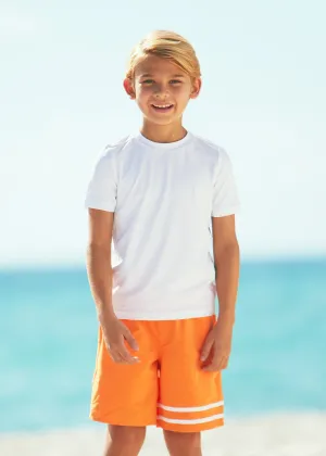 Boys White Short Sleeve Rashguard