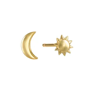 Celestial Guidance 14kt Gold Sun Moon Stud Earrings