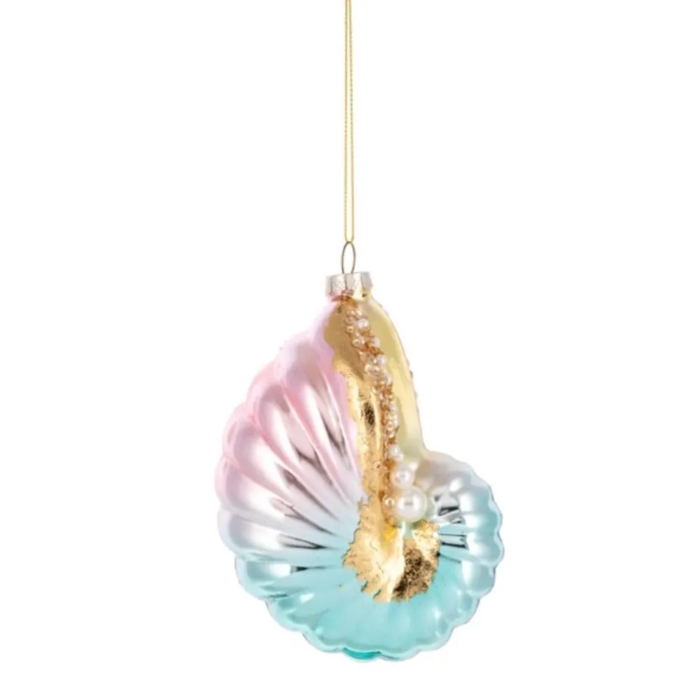 Colorful Nautalis Shell Glass Ornament