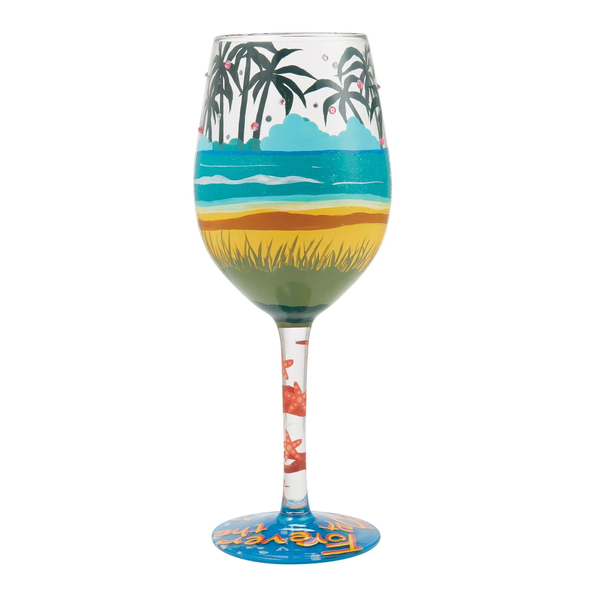 Forever at the Beach Hand Painted Wine Glass