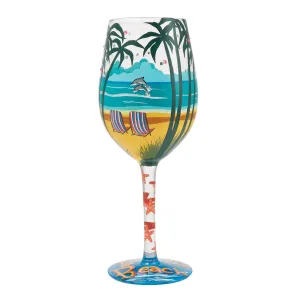 Forever at the Beach Hand Painted Wine Glass