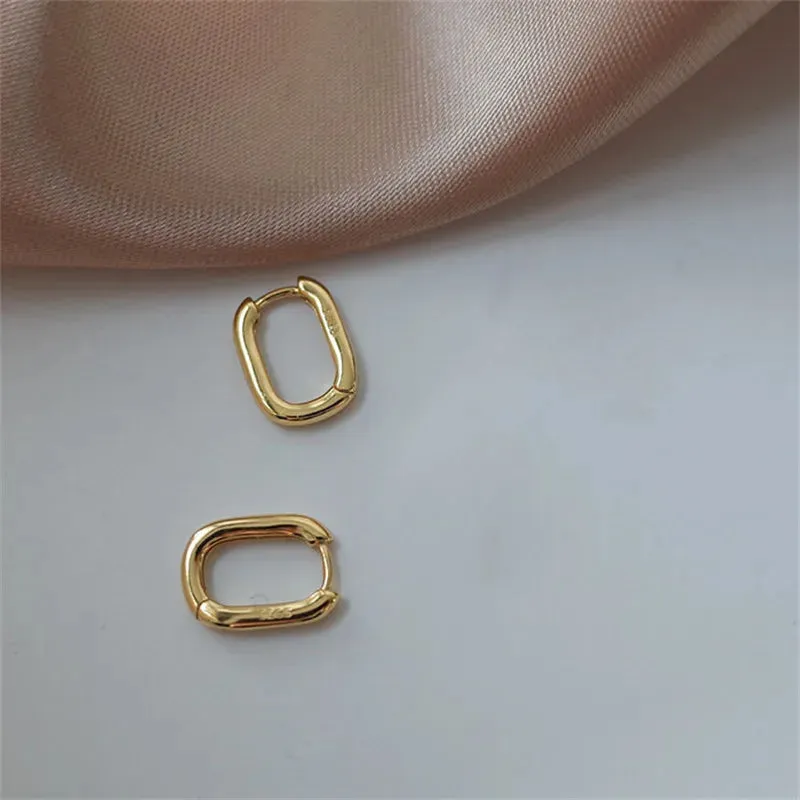 Gold Color Geometric U-Shape Punk Hip-Hop Metal Round Fashion Earring