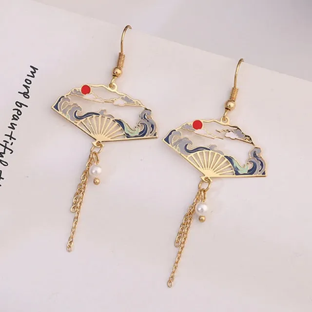 Korean Style Flower Cute Animal Dangle Earrings For Women Moon Stars Kitten Rabbit Balloon Asymmetric Earring Party Jewelry Gift