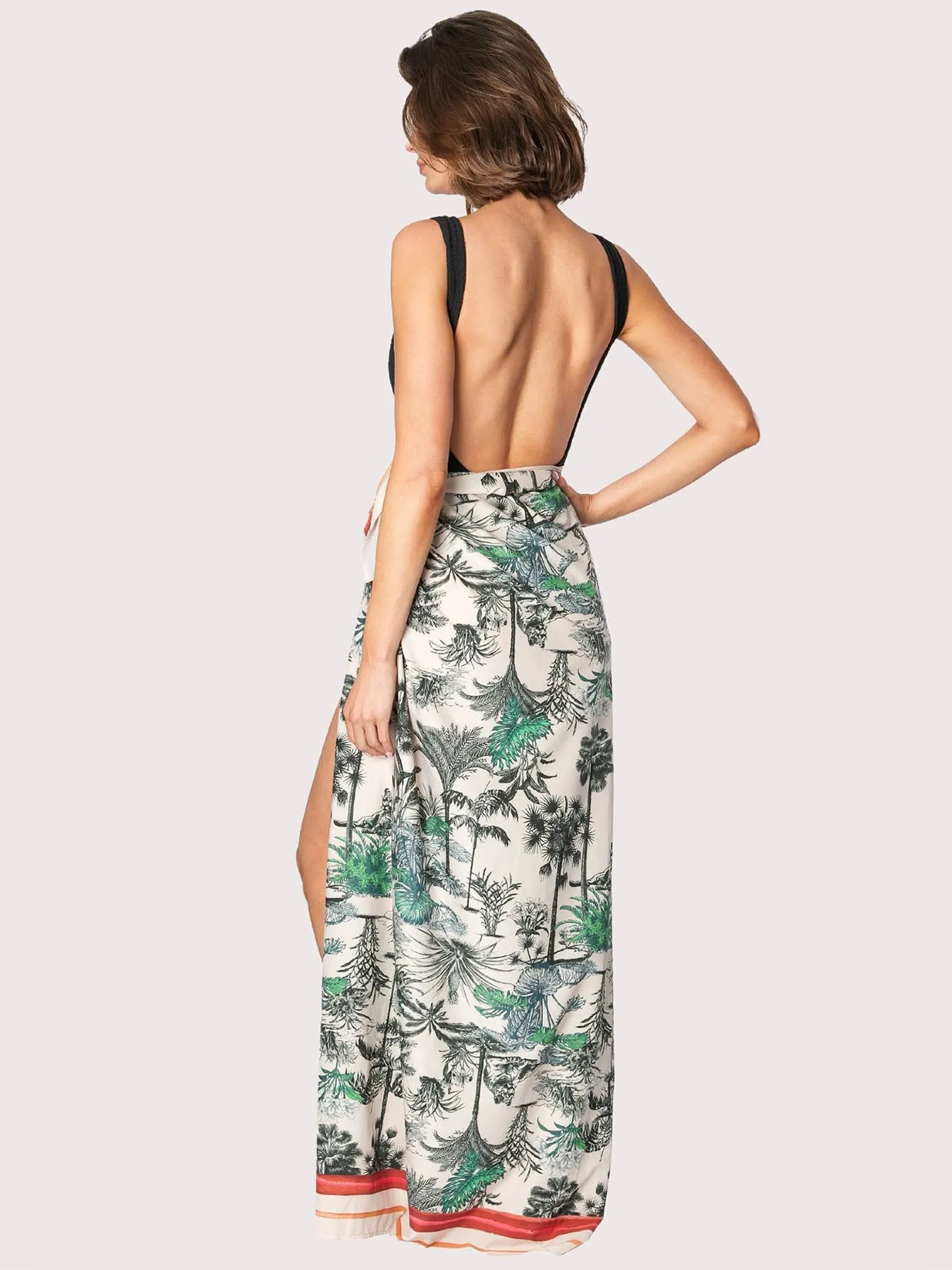 Long Multi-Wear Sarong Cover-up, Floral Print