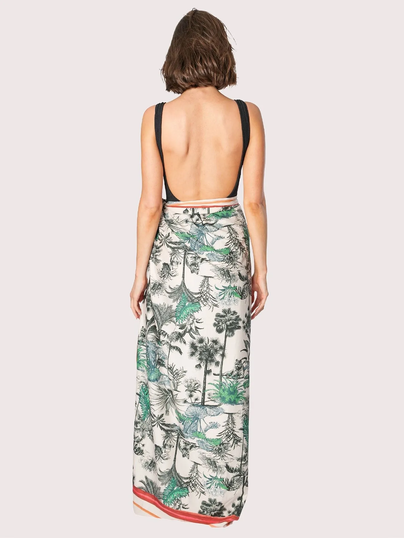 Long Multi-Wear Sarong Cover-up, Floral Print