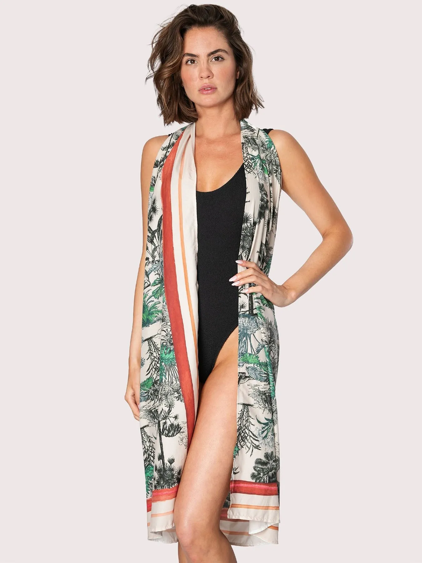 Long Multi-Wear Sarong Cover-up, Floral Print