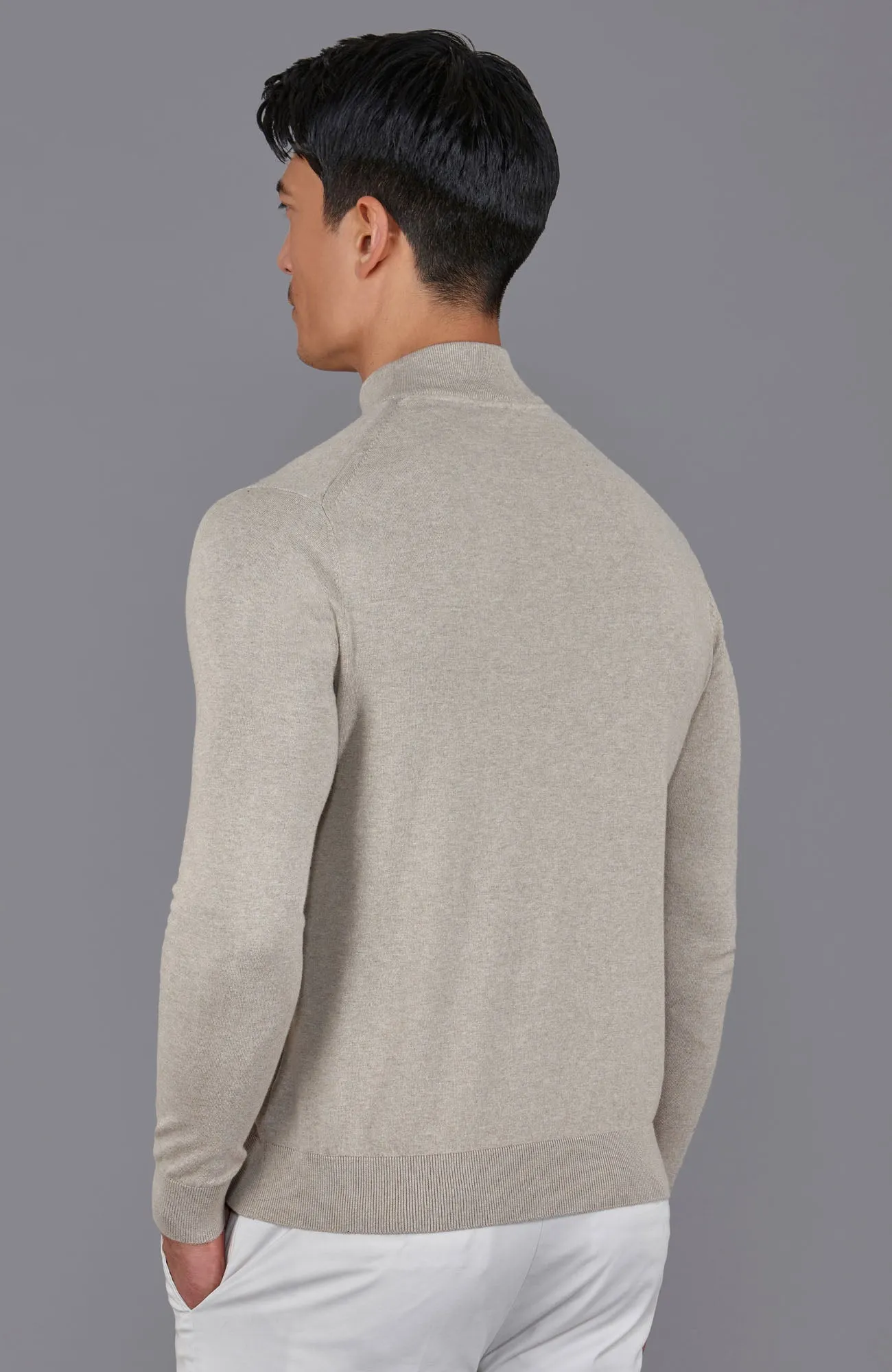 Mens Ultra Fine Cotton Mock Turtle Neck Jumper