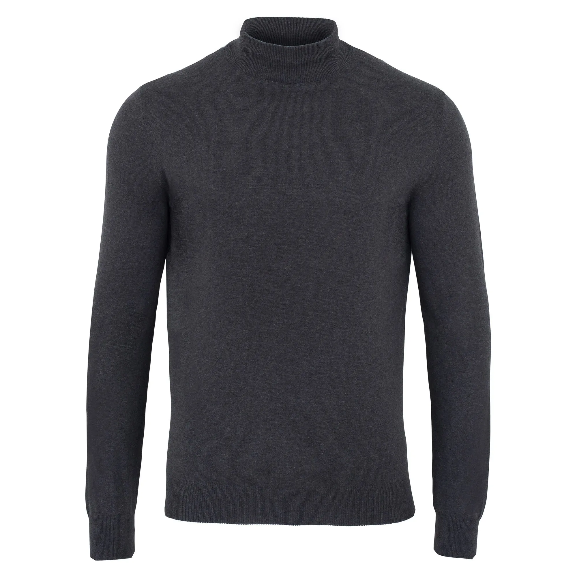 Mens Ultra Fine Cotton Mock Turtle Neck Jumper