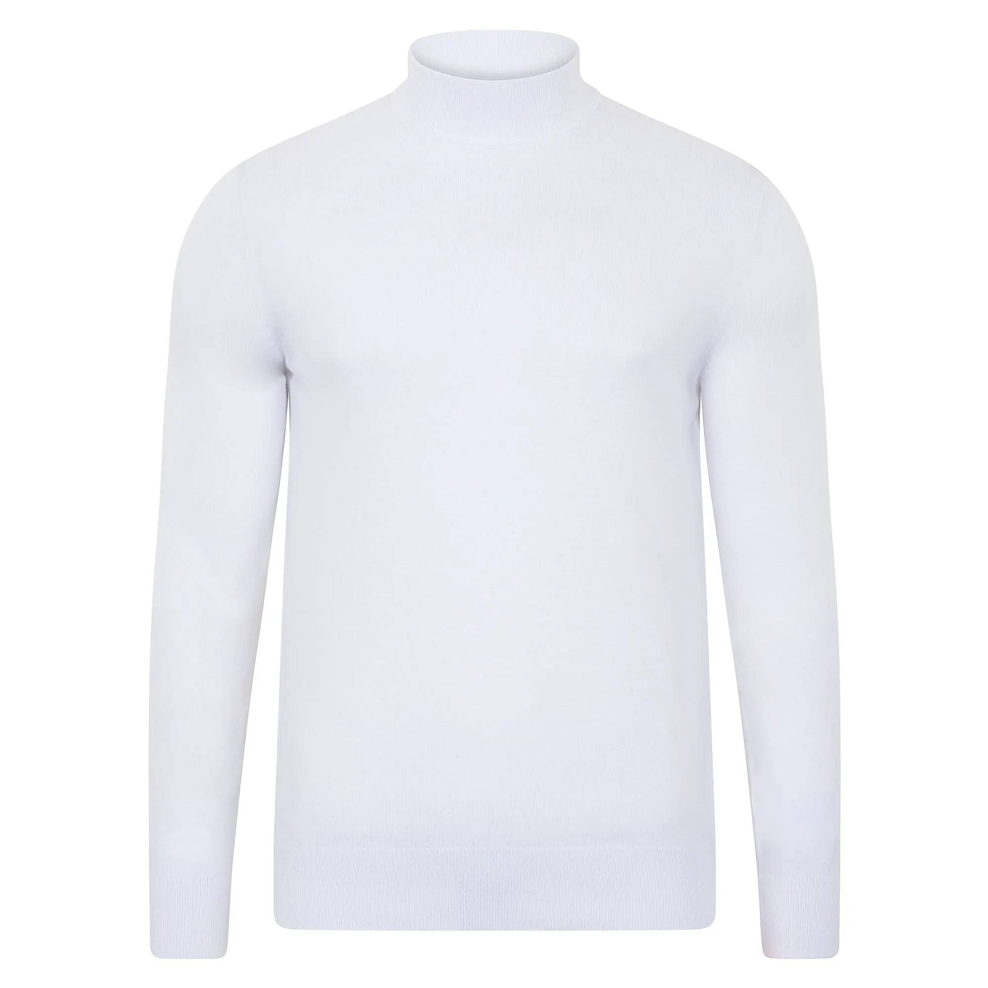 Mens Ultra Fine Cotton Mock Turtle Neck Jumper