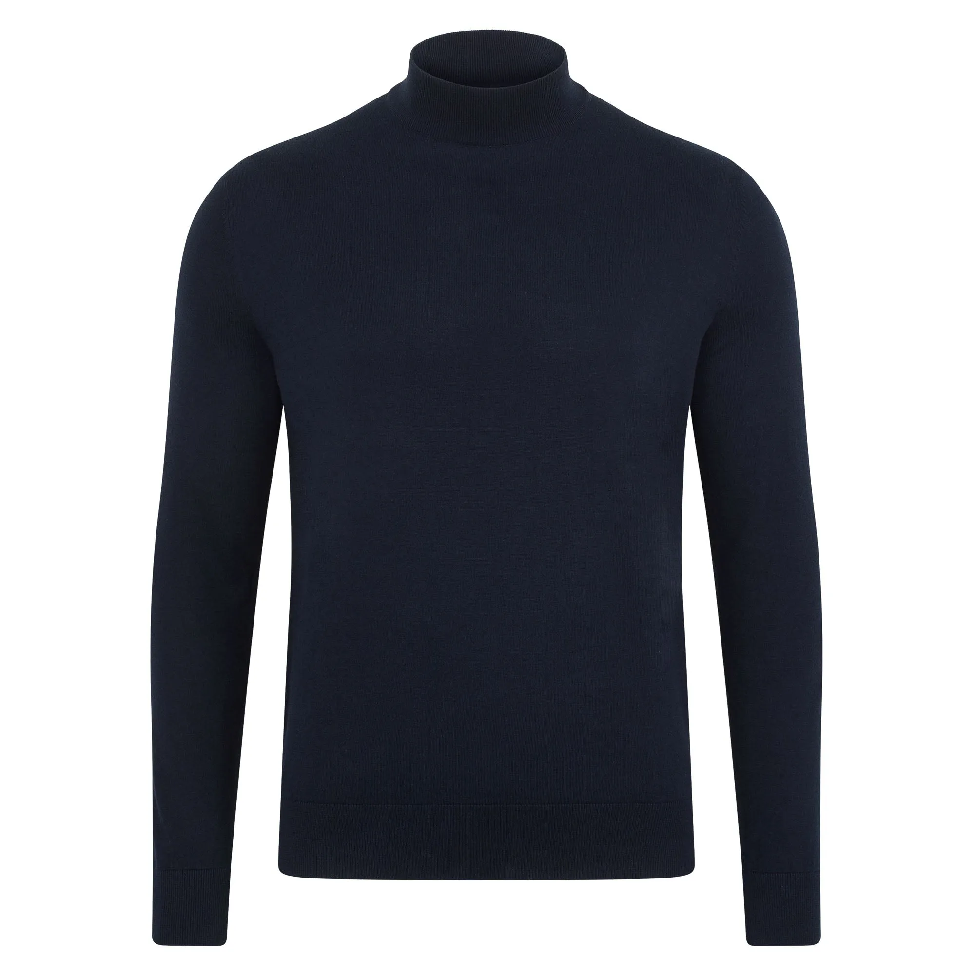 Mens Ultra Fine Cotton Mock Turtle Neck Jumper