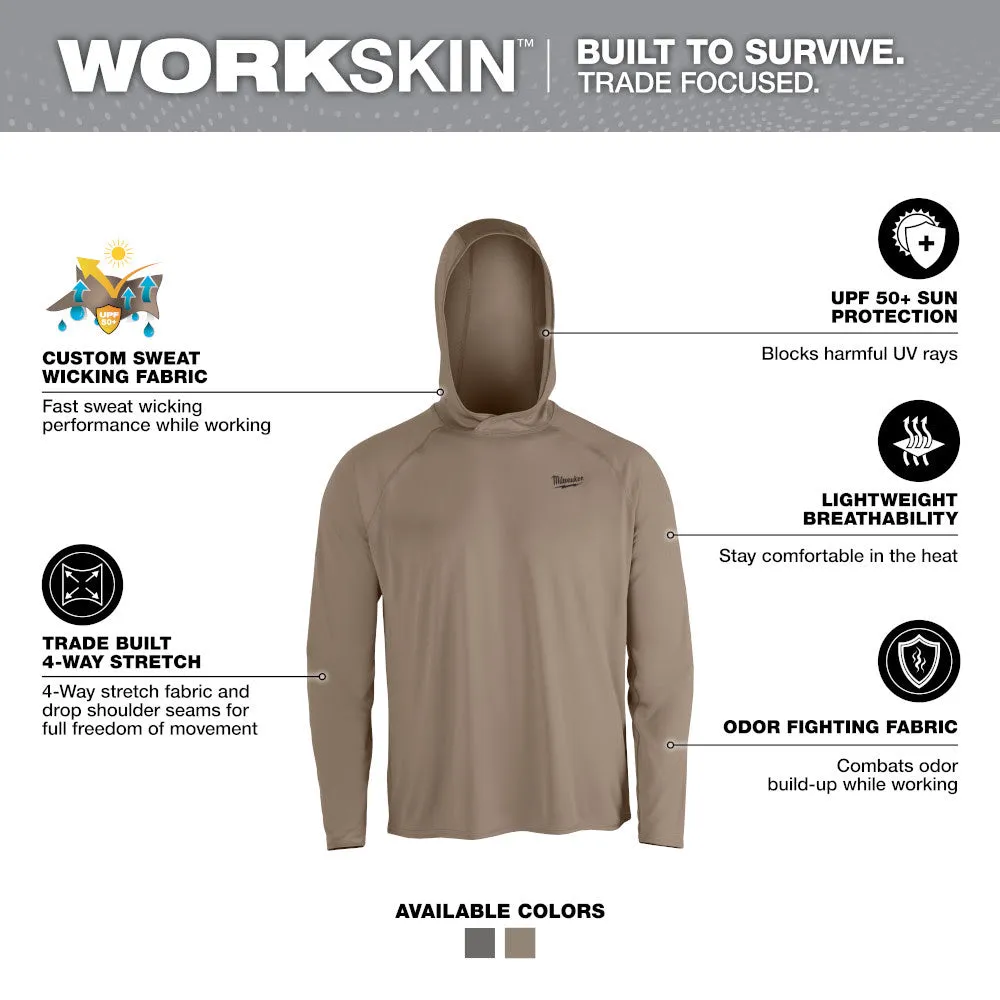 Milwaukee M550N-2X WORKSKIN Hooded Sun Shirt - SANDSTONE 2X