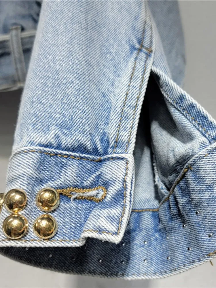 Pre Order:  Bejeweled Embroidered Denim Coat