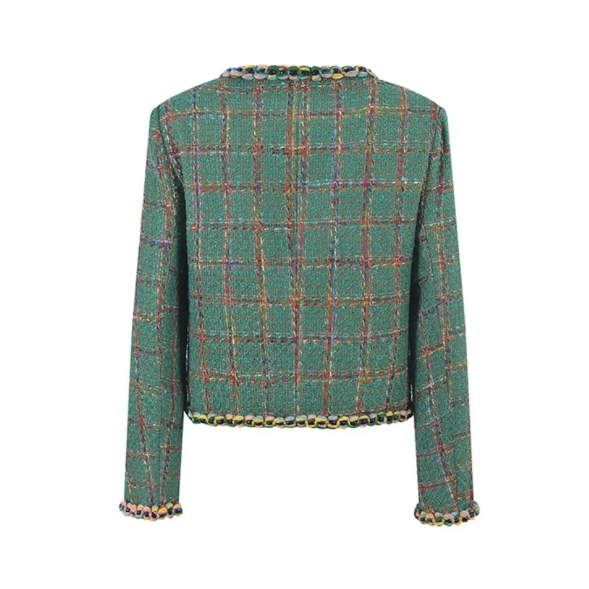 Pre Order:  Contrast Topstitch Plaid Wool Jacket