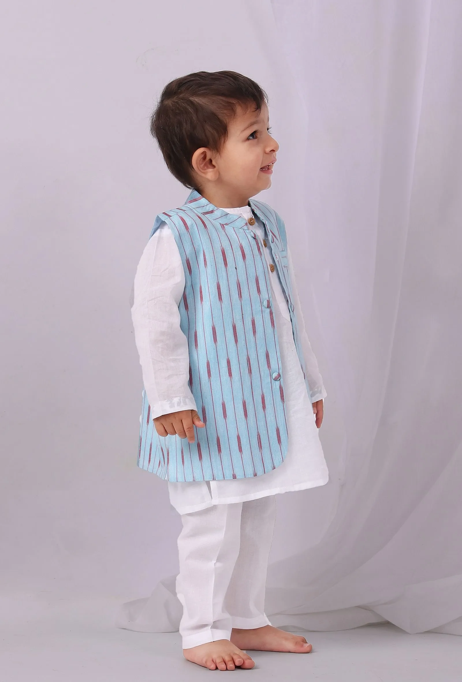 Sky Blue  Ikat Nehru Jacket