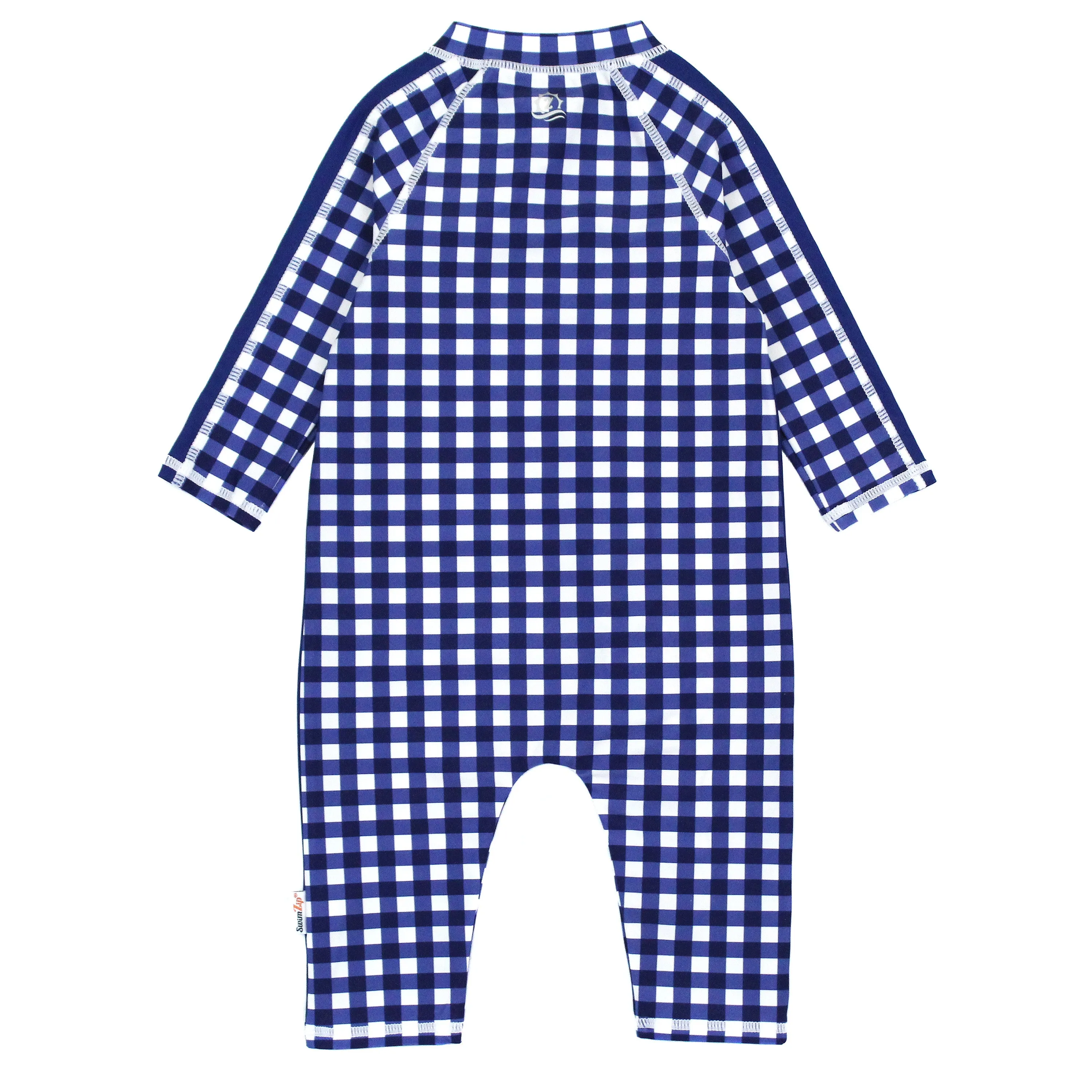 Sunsuit - Long Sleeve Romper Swimsuit | "Navy Gingham"