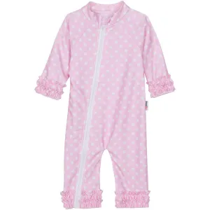 Sunsuit - Long Sleeve Romper Swimsuit | "Sassy Surfer" Pink Polka Dot