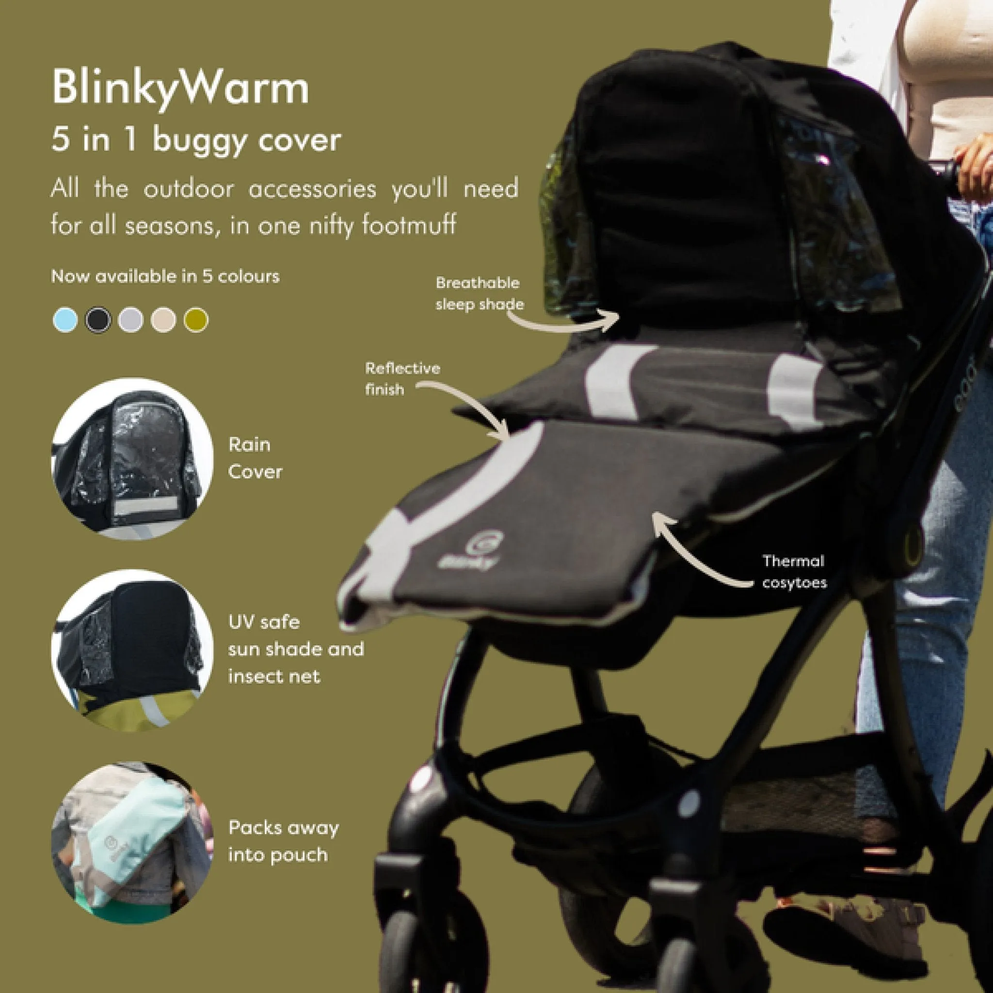 The Blinky Company All Season Buggy Cover (5-In-1) Black