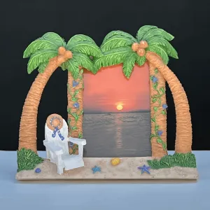 Tropical 3D Beach Scene Resin Picture Frame - Vacation Memories, 4"x 5" Photo