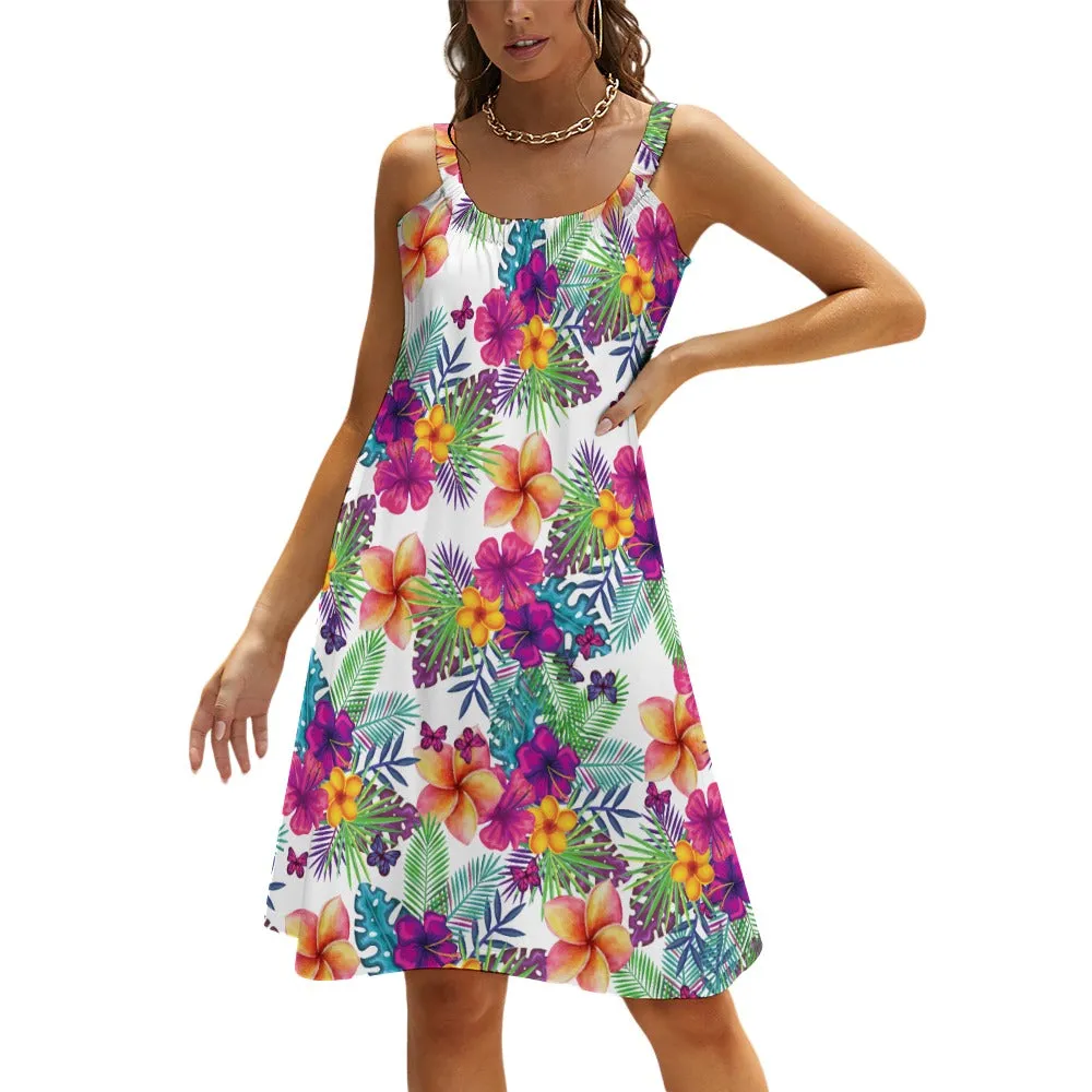 Tropical Floral Beach Sling Skirt Dress for Women