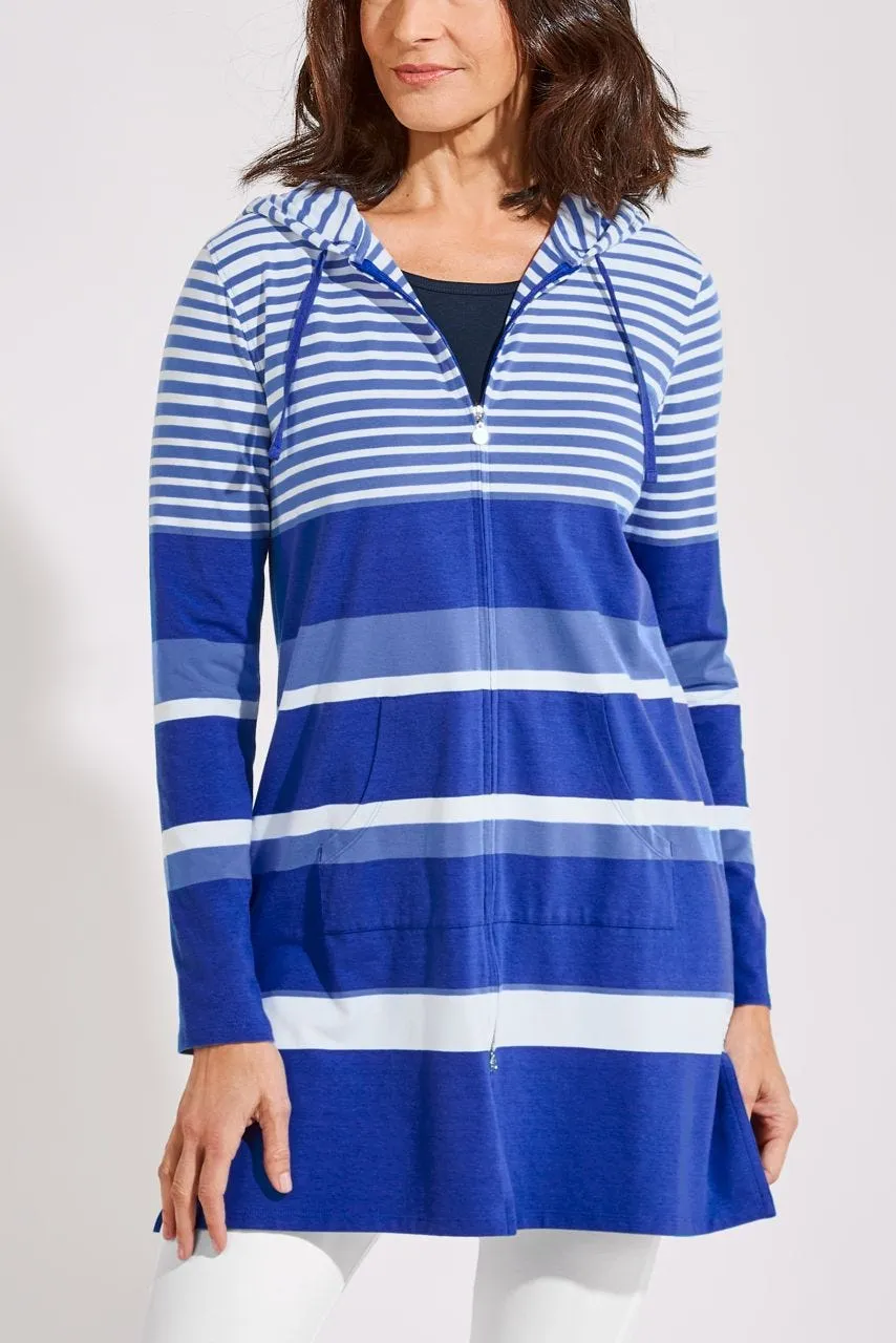 Women's Cabana Hoodie  |  Aura Blue Variegated Stripe