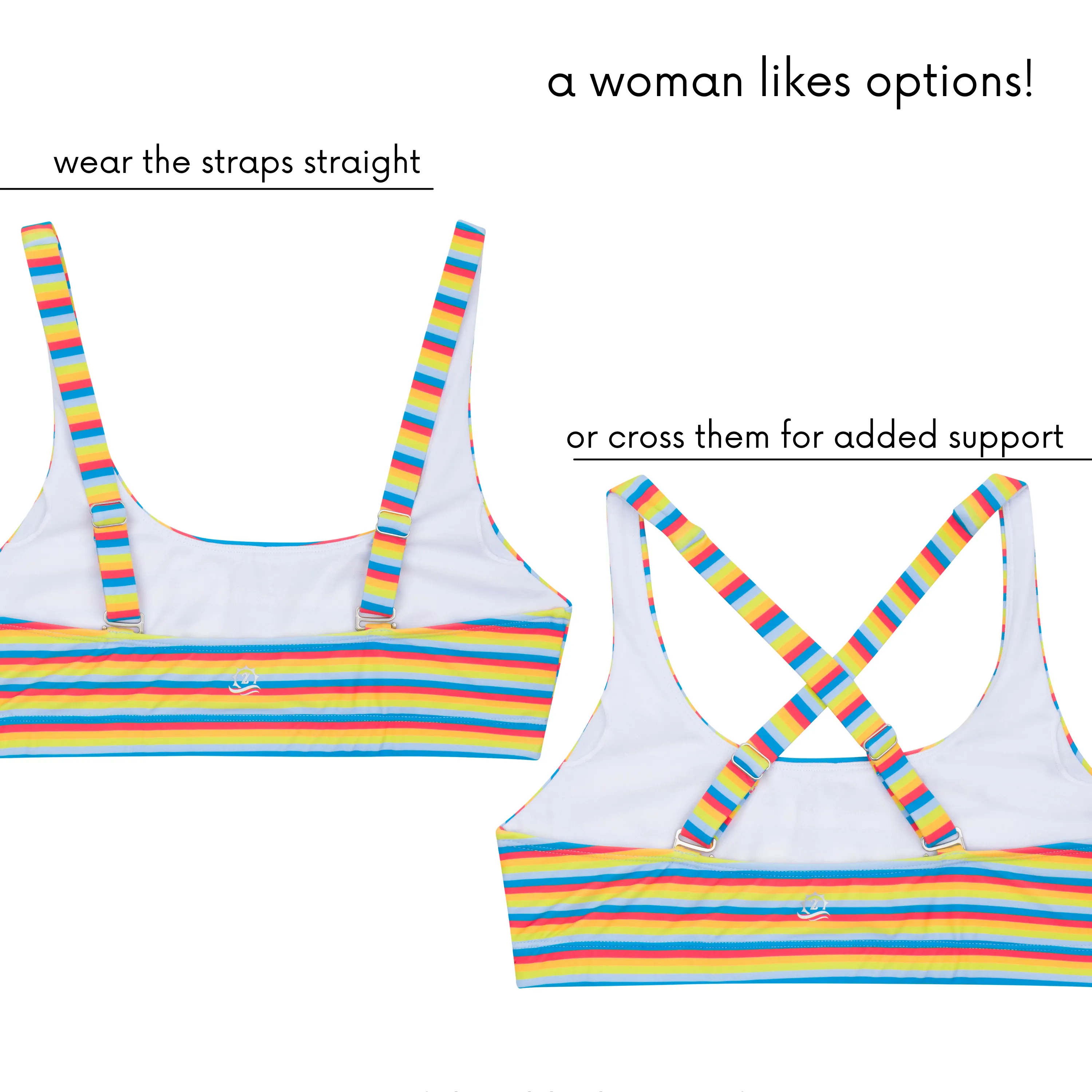 Women's Scoop Neck Bikini Top | "Sunny Stripe"